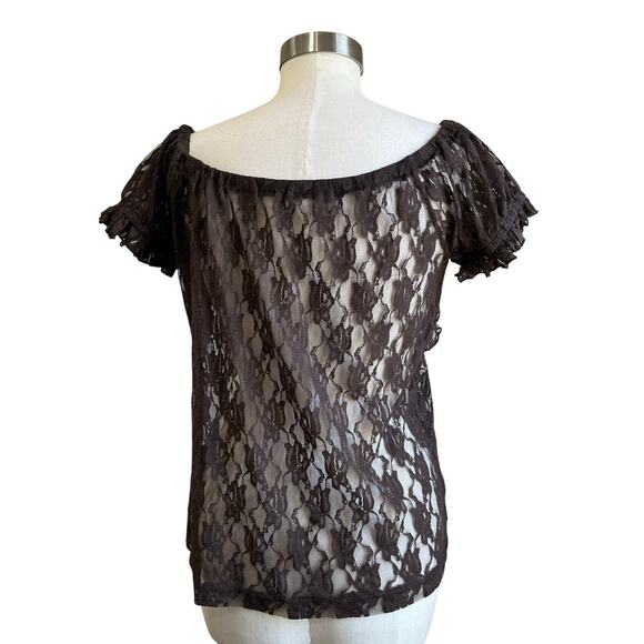 Burleska Women's Gothic Brown Lace Gypsy Peasant Pirate Top Size 2XL/3XL - Picture 2 of 6